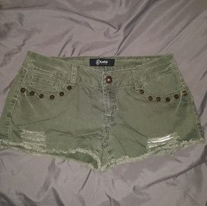 Army green jean shorts